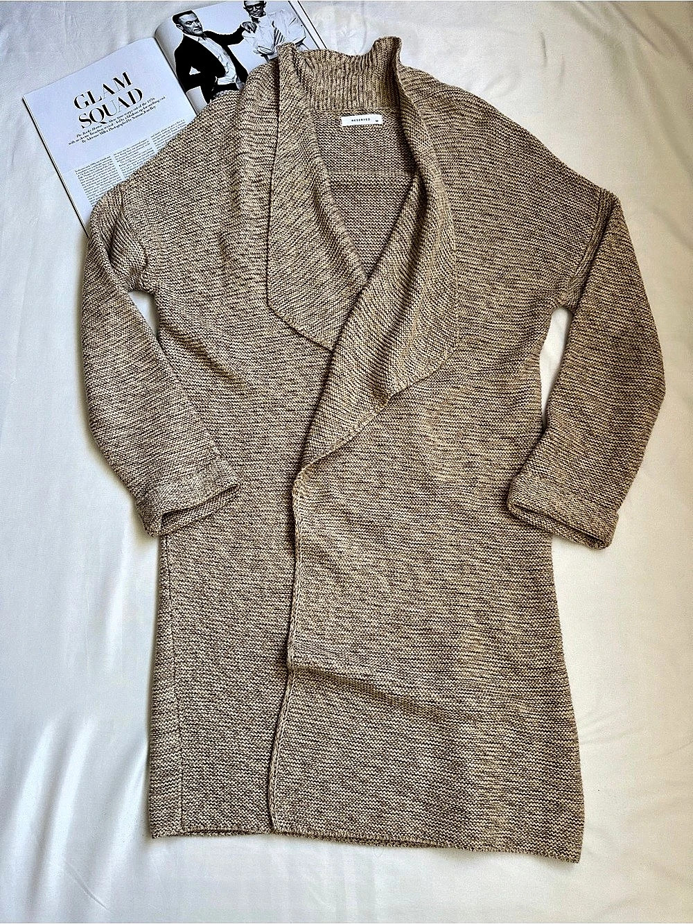 Reserved Brown & Cream Long Cardigan Size Medium